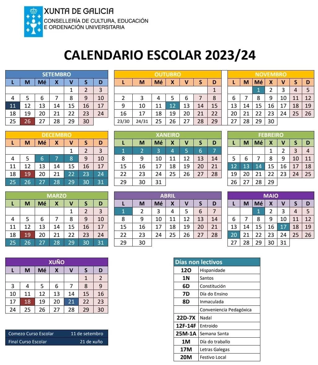 Festivos Galicia 2023 Calendario escolar 2023-2024 en Galicia 🗓️ 🏕️☀️