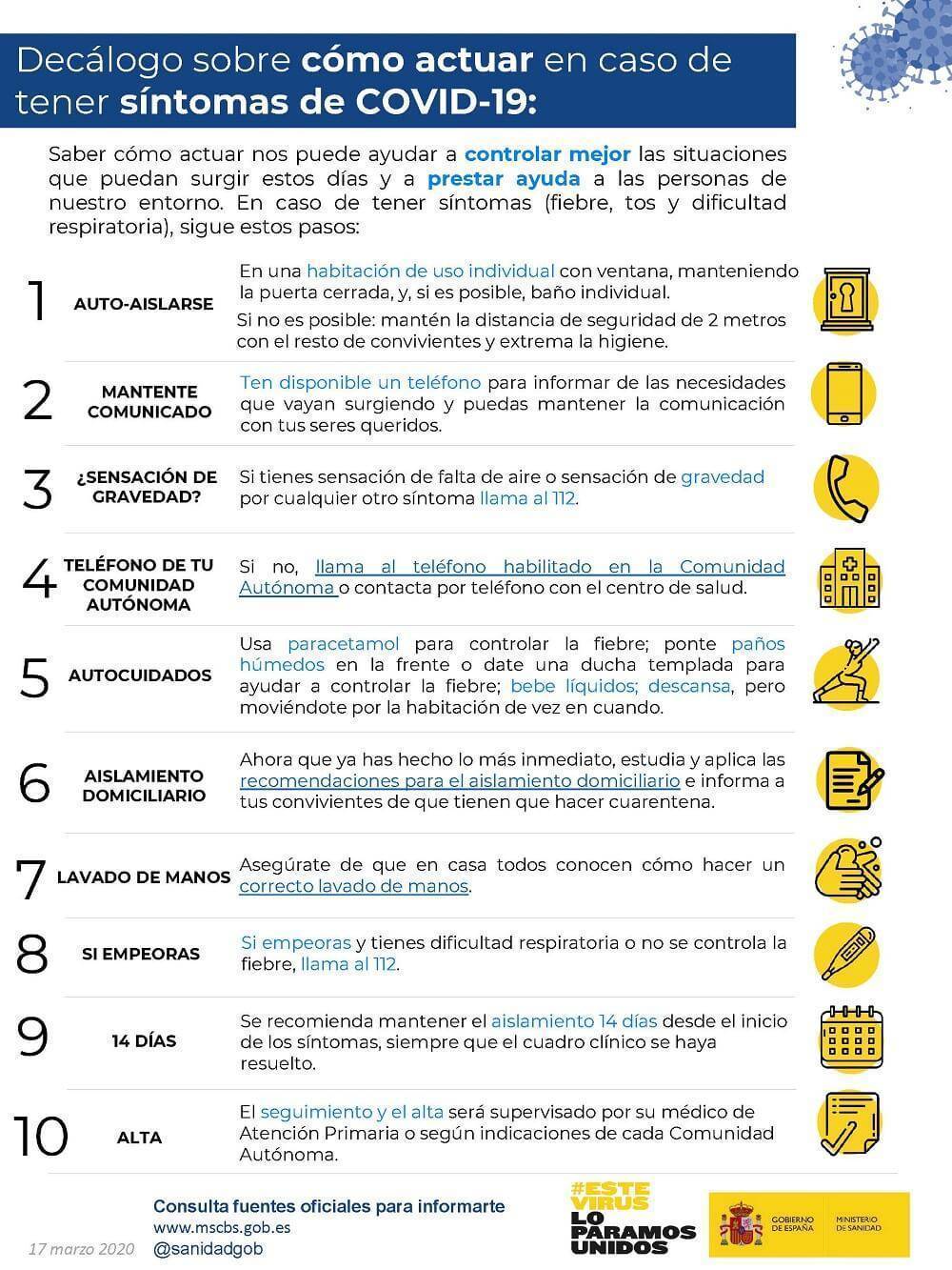 Decalogo como actuar coronavirus COVID19