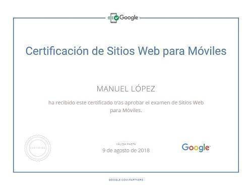 Google mobile Certificate
