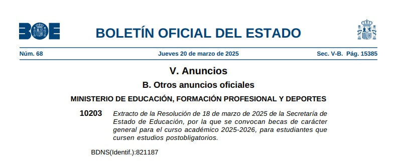 boe convocatoria becas mec 2025 2026