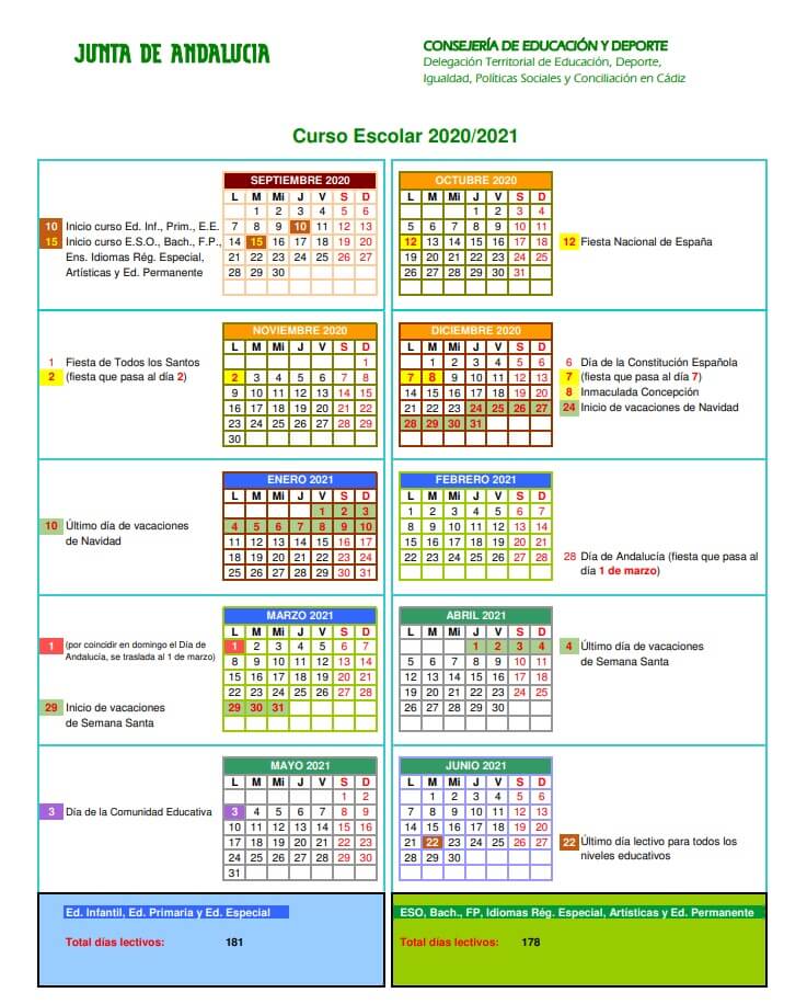 Calendario Escolar 2020 2021 En Andalucia