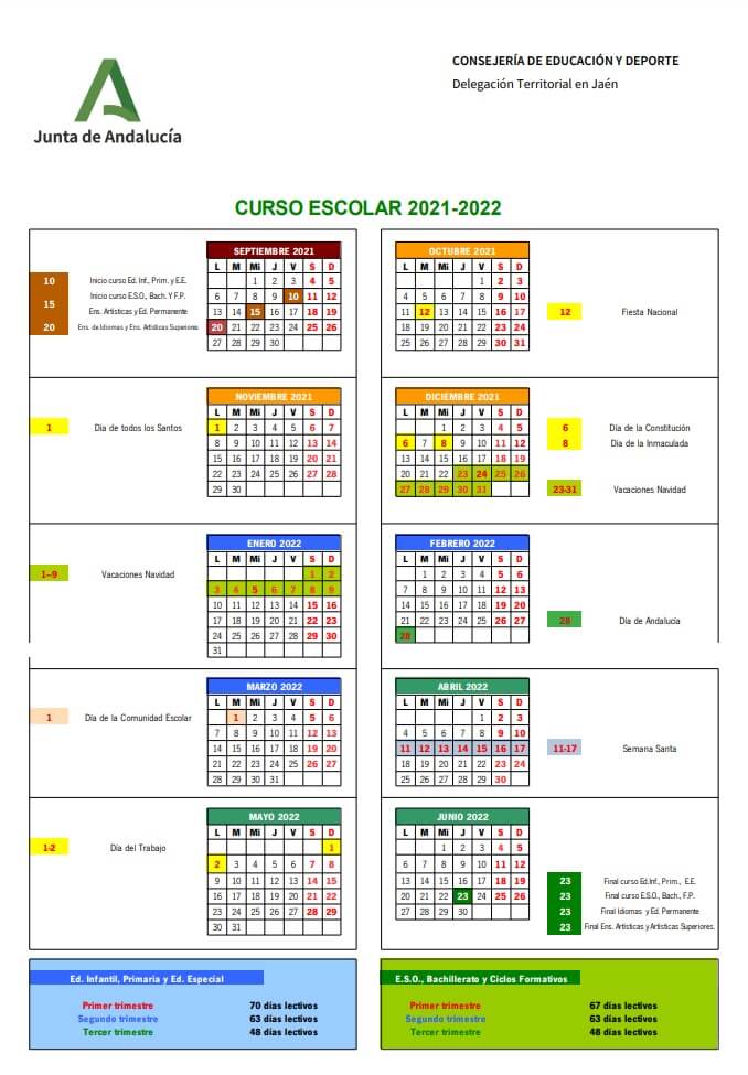 Calendario Escolar 2021 2022 En Andalucía 🗓️👨‍🎓 🏕️☀️