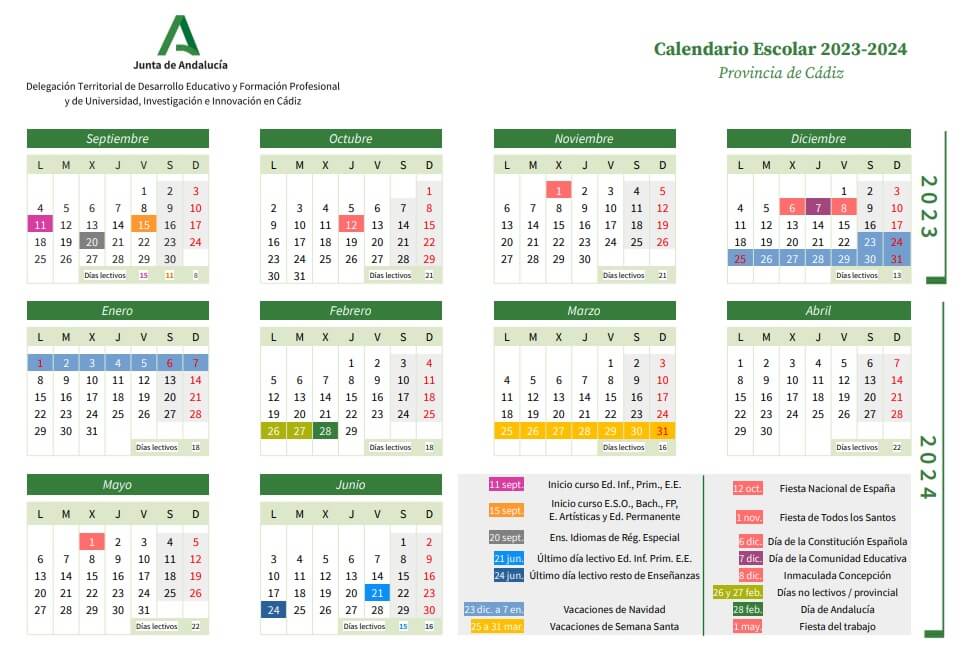 Calendario escolar 20232024 en Andalucía 🗓️ 🏕️☀️