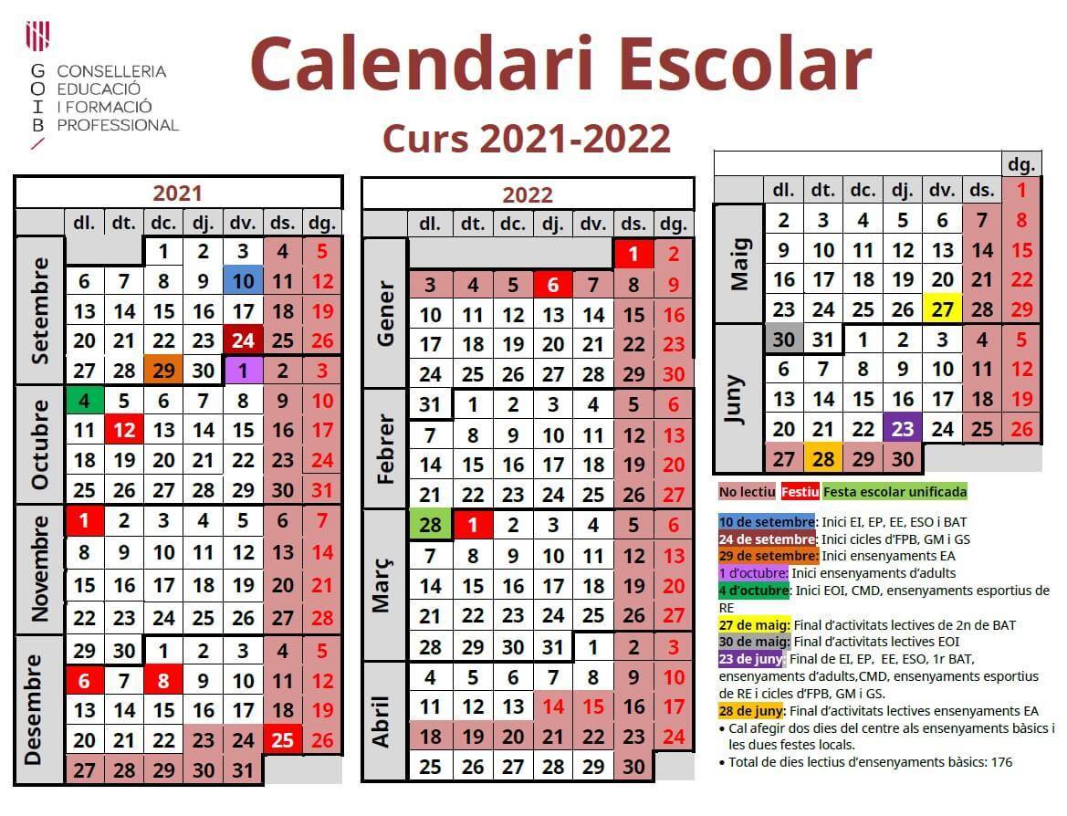 Calendario escolar 20212022 en Islas Baleares ?️?‍? 🏕️☀️