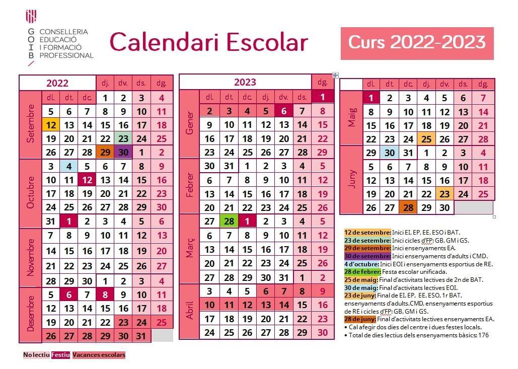 Calendario Escolar 2022 2023 Balears Illes Imagesee