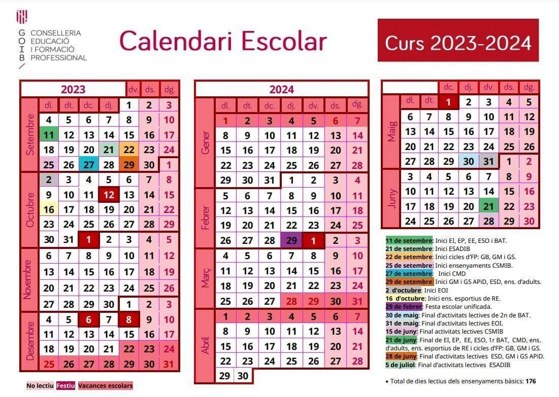 Calendario escolar 2023-2024 en Islas Baleares 🗓️ 🏕️☀️