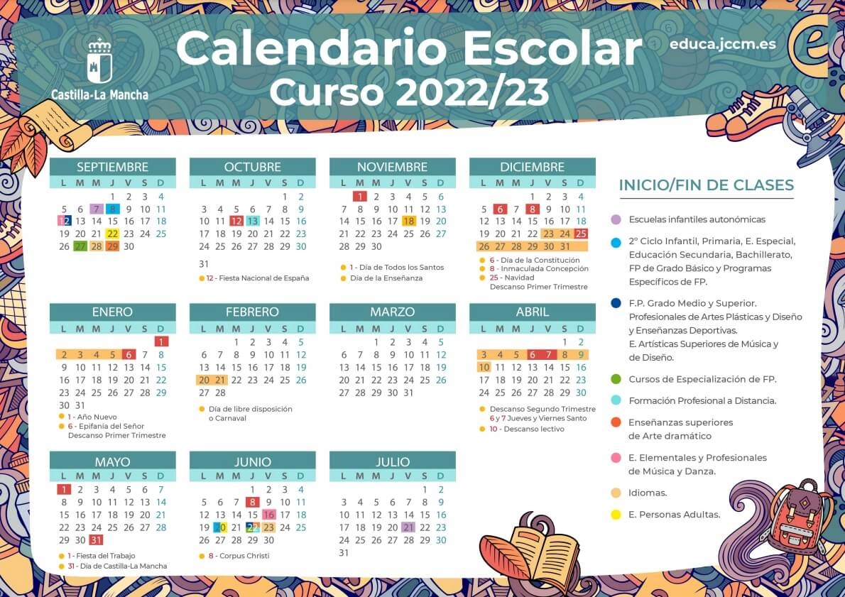 instante Agente de mudanzas enfermo Calendario escolar 2022-2023 en Castilla La Mancha 🗓️ 🏕️☀️