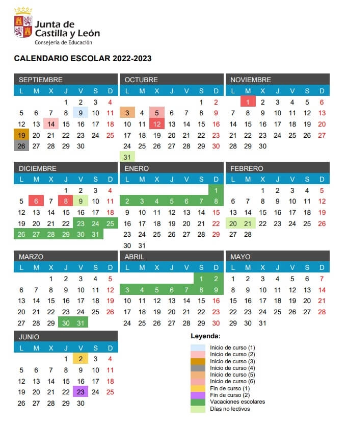 Calendario escolar 2022-2023 en Castilla y León 🗓️ 🏕️☀️