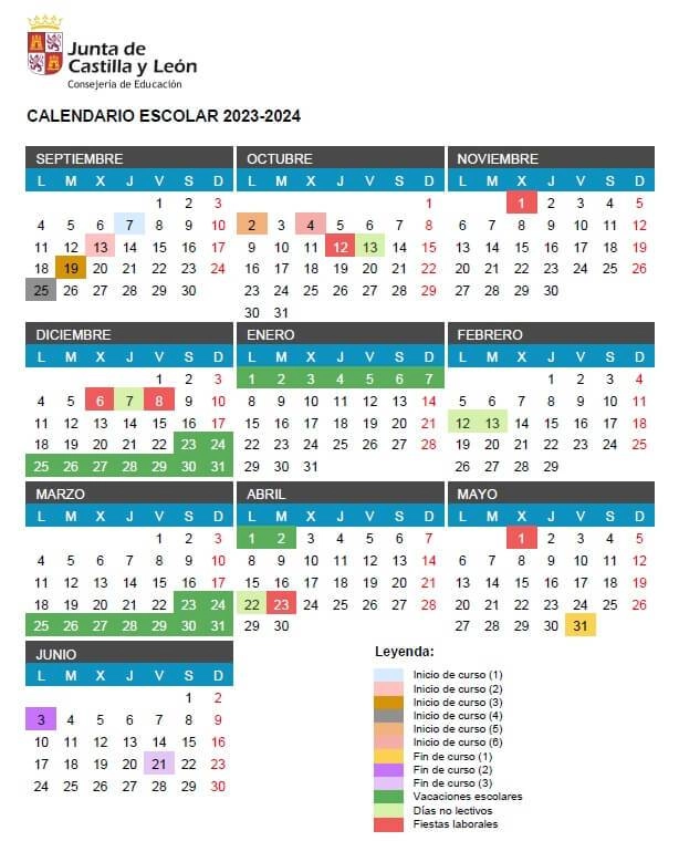 Calendario escolar 2023-2024 en Castilla y León 🗓️ 🏕️☀️
