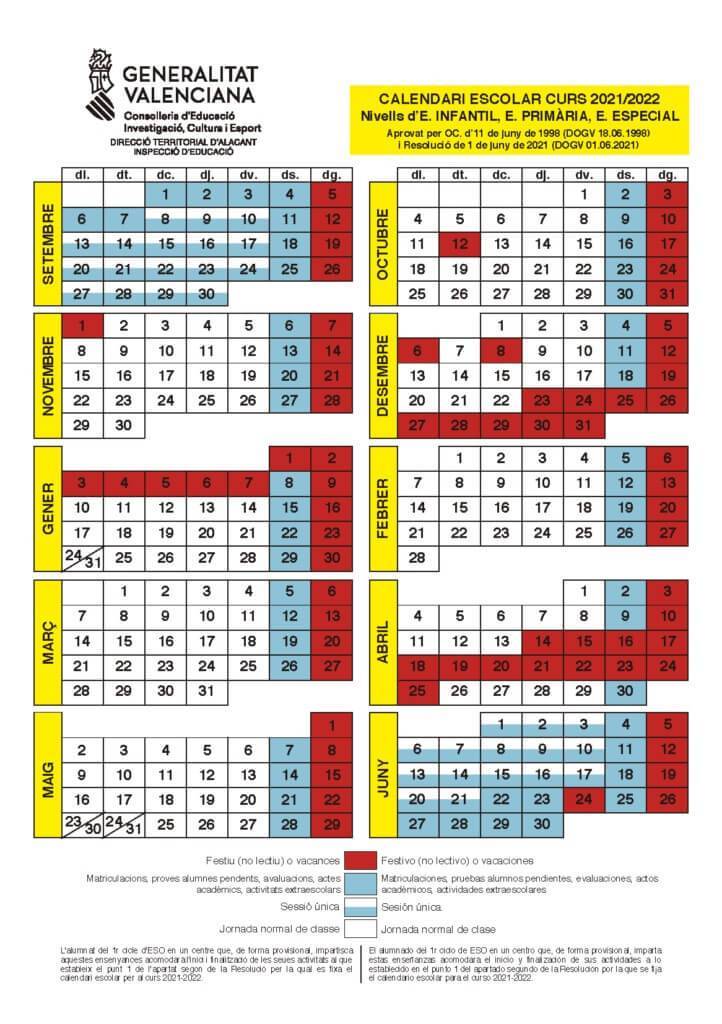 Calendario Escolar 2022 A 2023 Valencia IMAGESEE