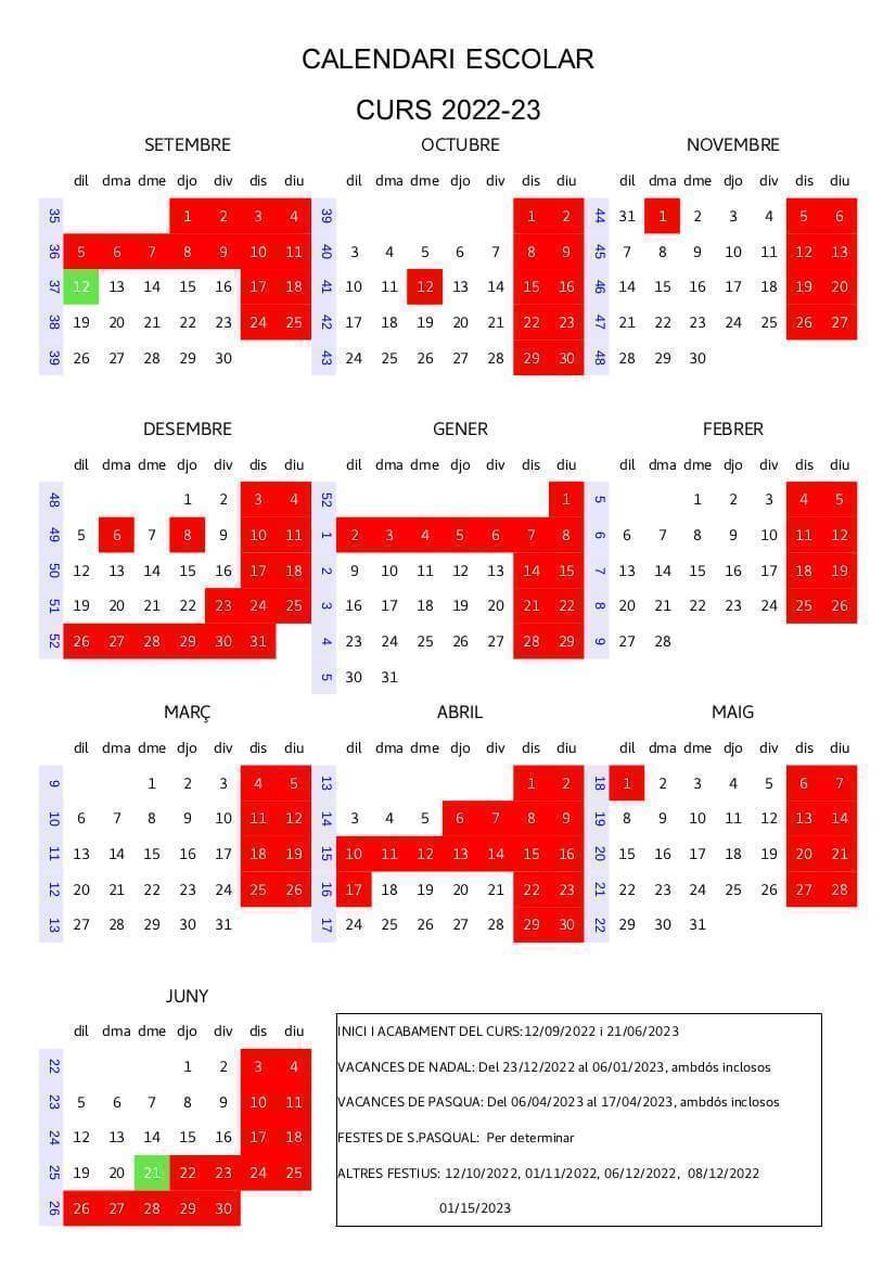 calendario escolar comunidad valenciana 2022-2023