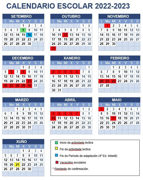 calendario escolar de galicia 2022-2023