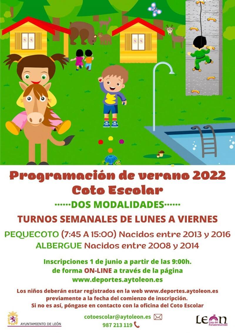 campamentos de verano en el coto escolar de leon 2022