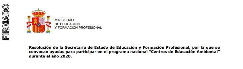centros de educacion ambiental 2020