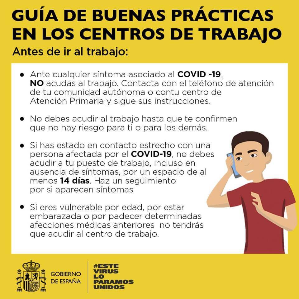 guia de buenas practicas en los centros de trabajo - antes de ir al trabajo