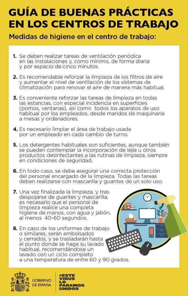 guia de buenas practicas en los centros de trabajo - Medidas de higiene en el centro de trabajo