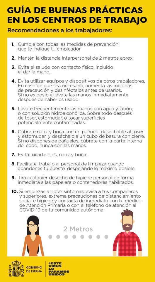 guia de buenas practicas en los centros de trabajo - Recomendaciones a los trabajadores