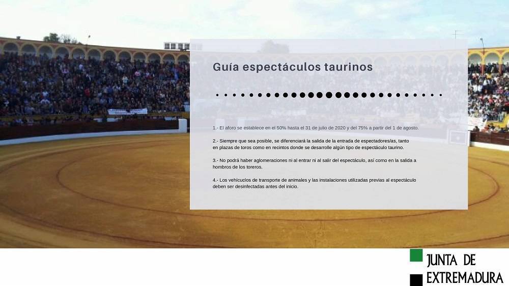 guia de espectaculos taurinos en extremadura en verano 2020