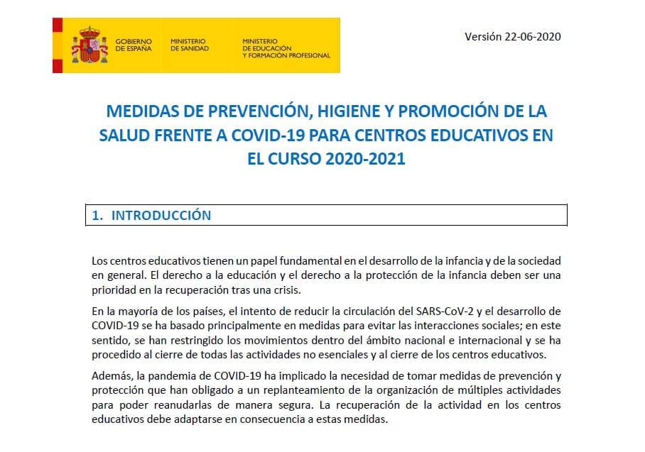 medidas centros educativos curso 20 21