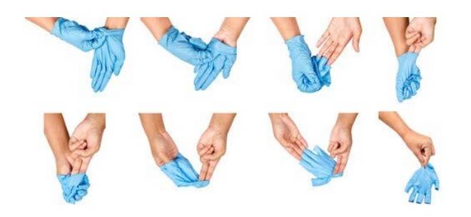 quitar guantes desechables sin riesgos